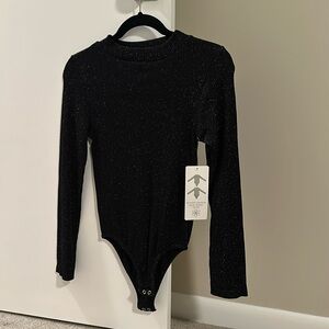 Never worn black and gold tinsel body suit M/L